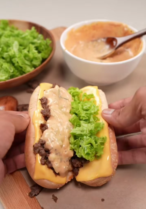cheesy oblong burger