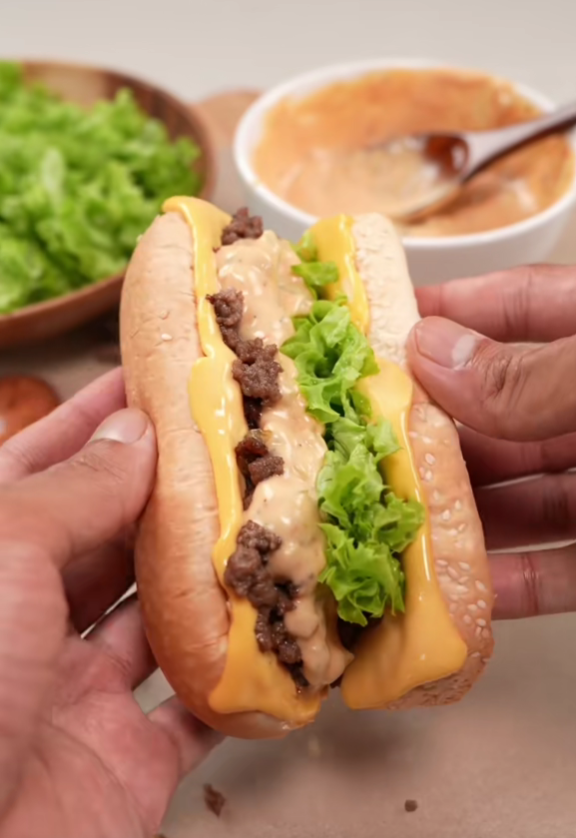 cheesy oblong burger