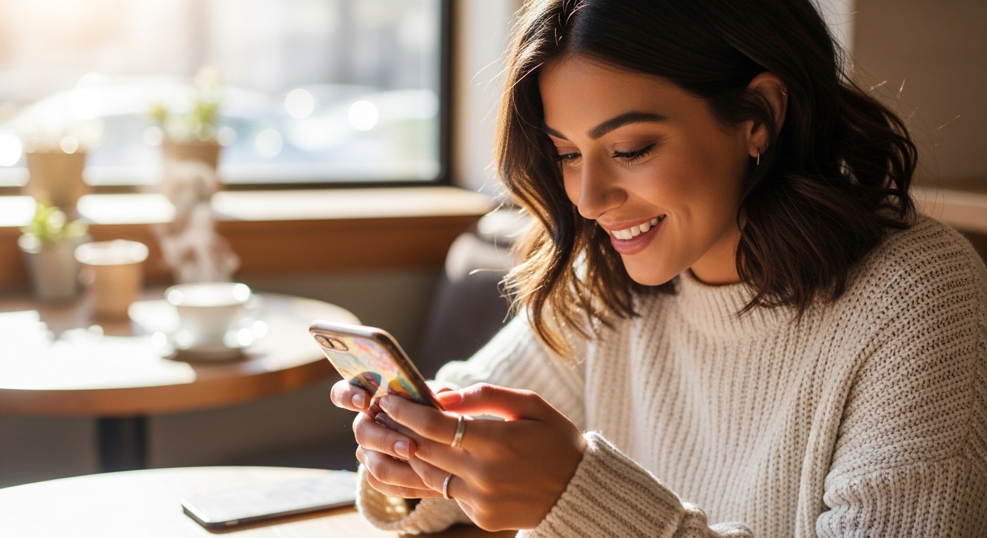 wanita menatal telefon
