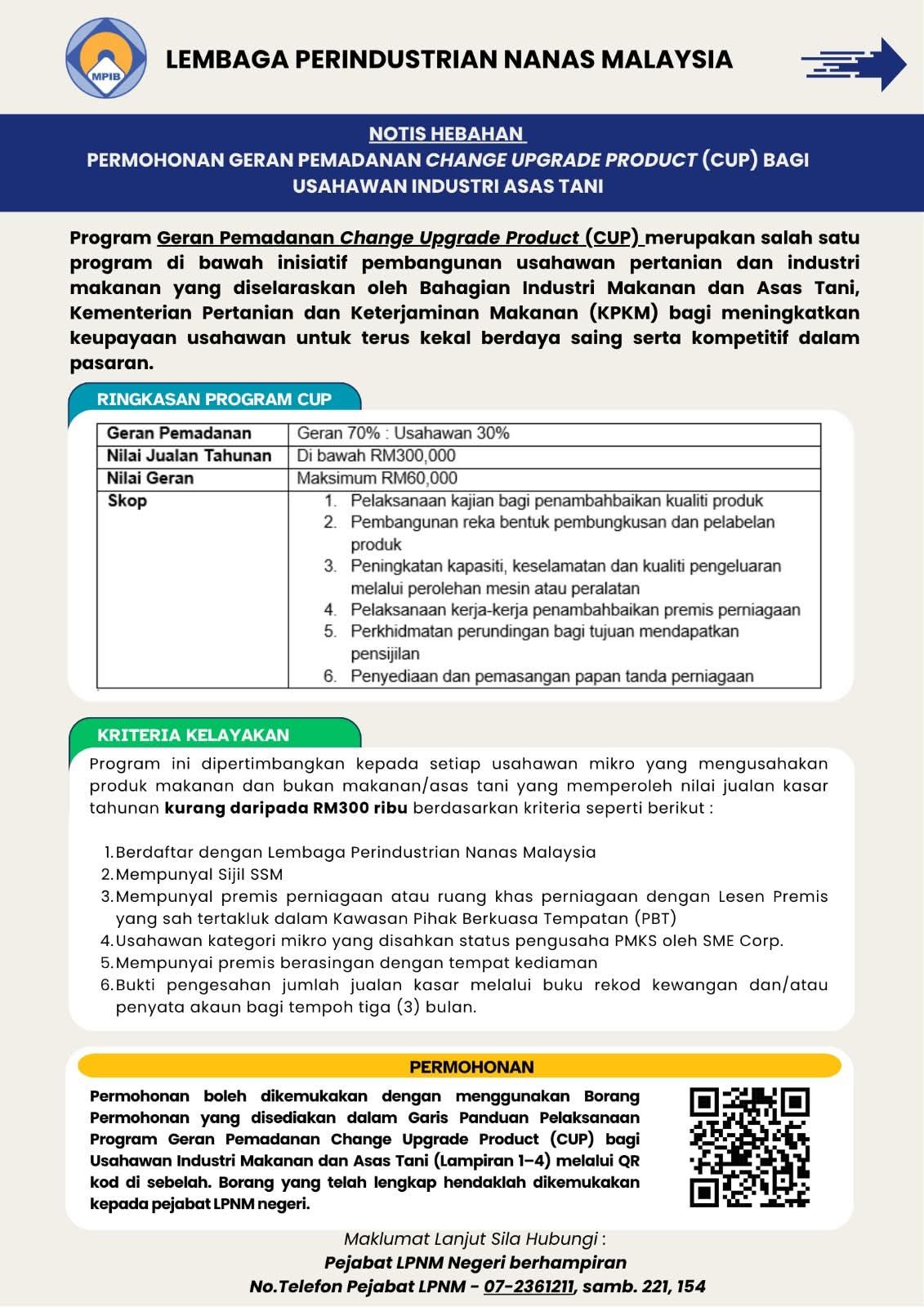 Program Geran Pemadanan Change Upgrade Product (CUP) Bantu Usahawan ...