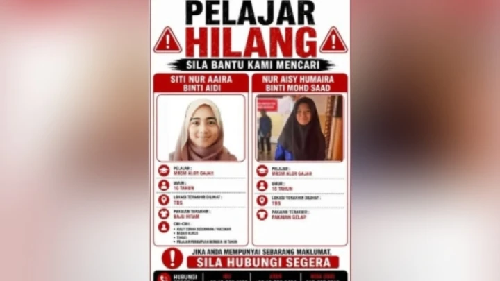 Dua pelajar MRSM Alor Gajah hilang
